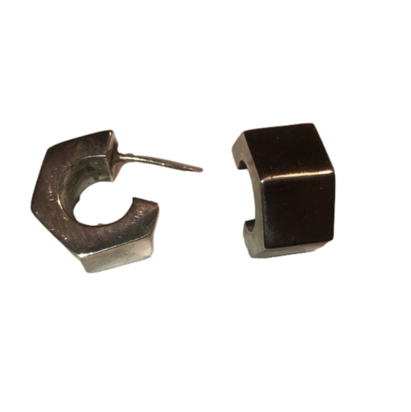 𝅺vintage Taxco Sterling Silver Open Lug Nut Stud Earrings .6” - Picture 1 of 6